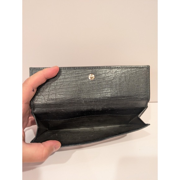 GUCCI Black Leather Continental Wallet‎ Womens Checkbook Credit Card Authentic - Picture 4 of 11